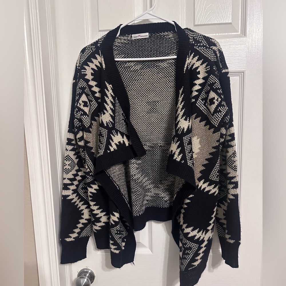 Dainty Hooligan Navy, gold  and Cream Aztec Cardigan
